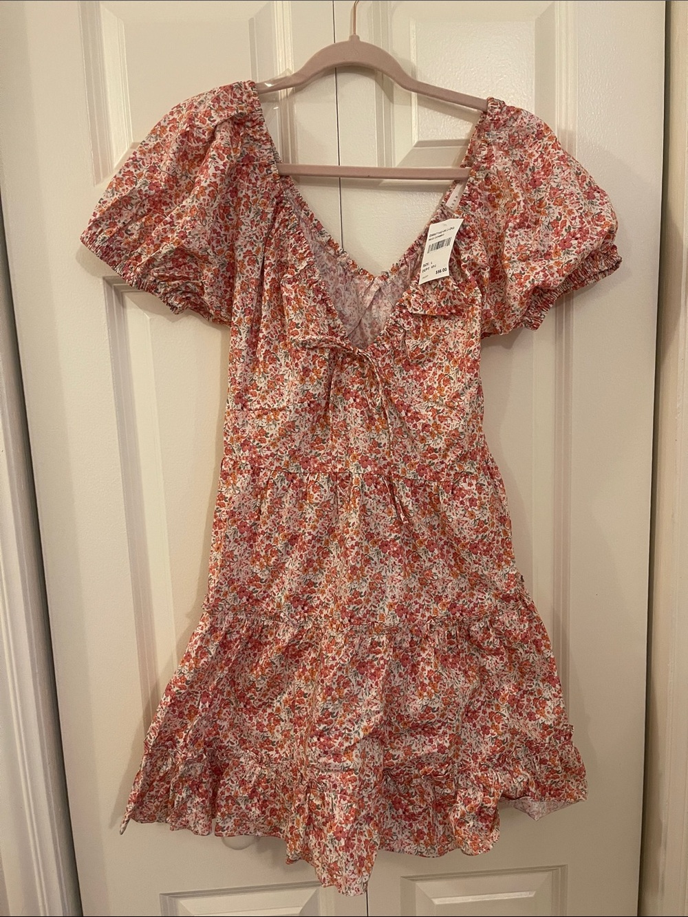 NWT Adorable Floral Ruffled Mini Dress - Pink & Cream